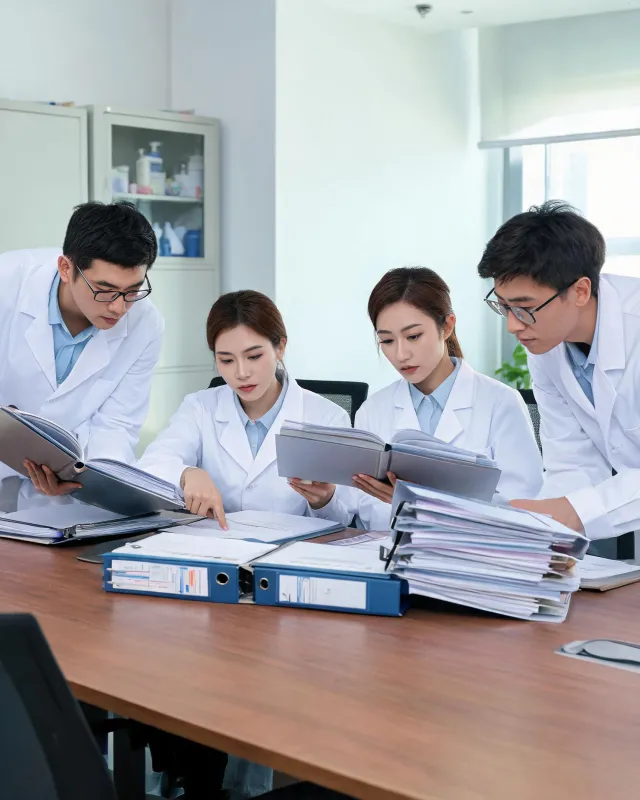 Regulatory affairs team reviewing technical file