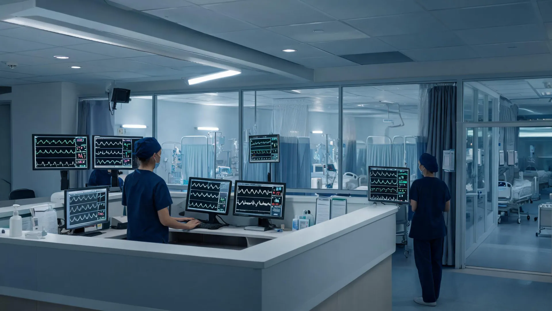 Critical care monitoring station with waveform displays