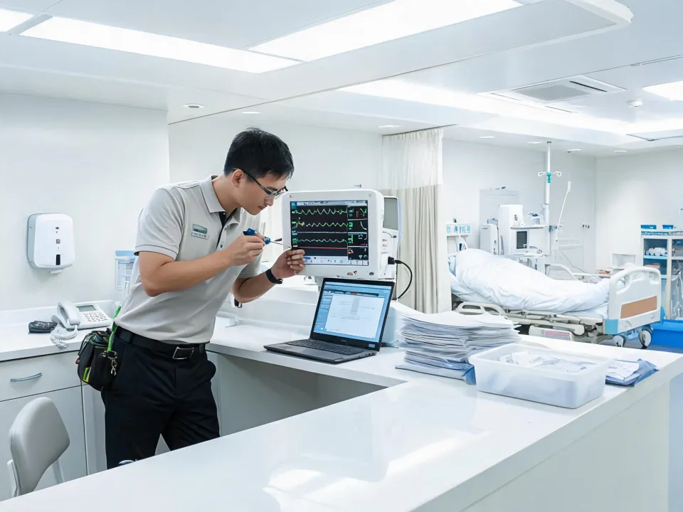 Field service engineer supporting ICU monitoring console